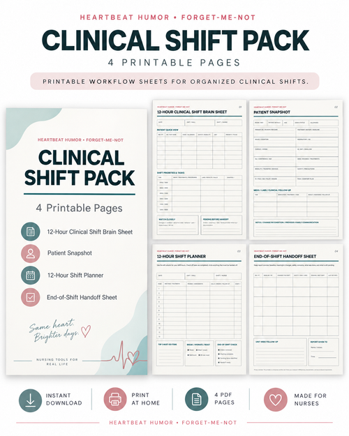 Heartbeat Humor Forget-Me-Not Clinical Shift Pack digital printable mockup