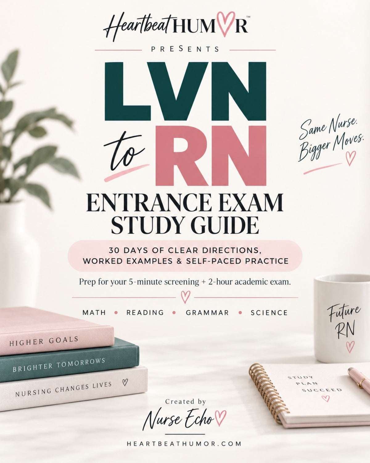 Official Heartbeat Humor LVN to RN Entrance Exam Study Guide cover